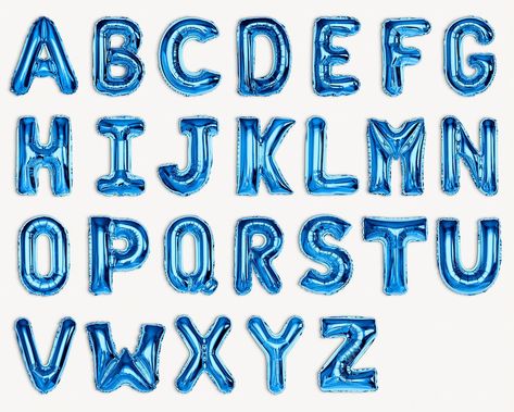 Blue foil balloon letters set, alphabet design | free image by rawpixel.com / Chim Blue Alphabet Letters, Balloon Lettering, Balloon Font, Competition Poster, Balloon Alphabet, L Letter, Singing Competition, Balloon Letters, Happy Birthday Cards Handmade