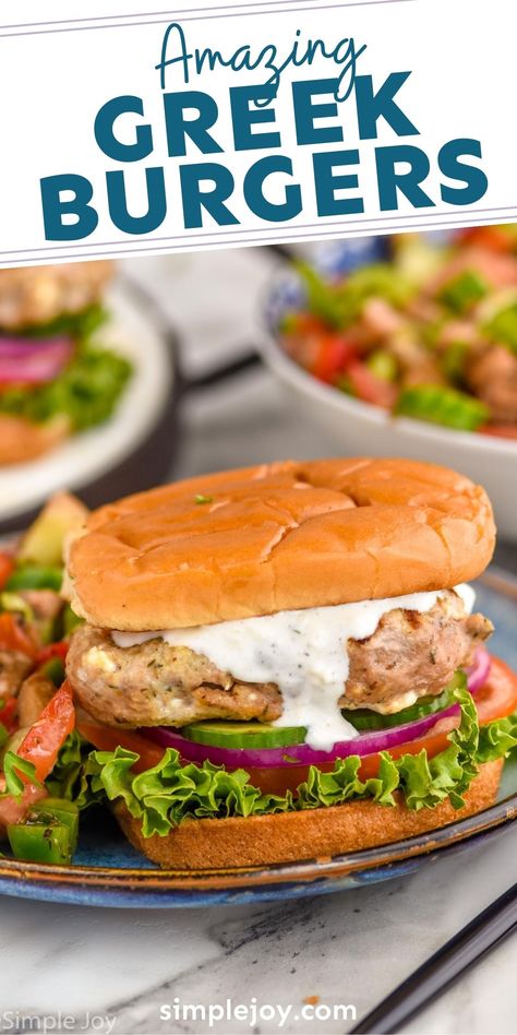 Greek Turkey Burger Recipes, Greek Turkey Burgers With Tzatziki Sauce, Greek Burgers Turkey, Greek Burgers, Greek Burger, Greek Turkey, Greek Turkey Burgers, Turkey Burger Recipes, Skillet Pan