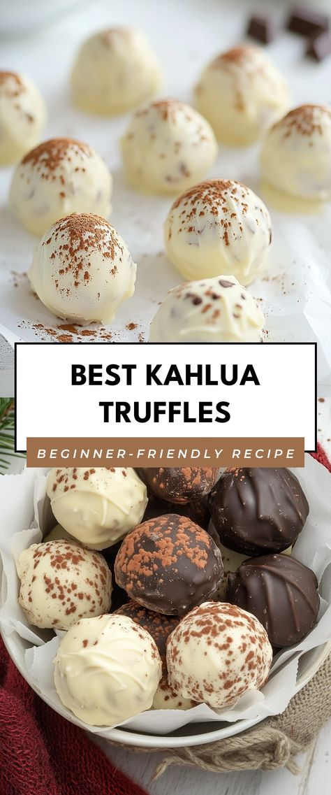 Image for Best Kahlua Truffles Kahlua Cheesecake Balls, Lindor Truffle Hot Chocolate, Pink Champagne Truffles, Boozy Truffles Recipe, Baileys Irish Cream Truffles, Trending Chocolate Treats, Pina Colada Truffles, Edible Alcohol Treats, Fudge Truffle Balls