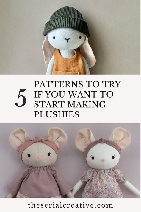 5 Beginner-Friendly Plush Patterns to Get You Started Animal Stuffy Pattern, Sewing Pattern Stuffed Animal Free, Snuggle Fabric Projects, Fabric Animals Patterns Free, Easy Toys To Sew, Easy Sew Animals, Sewing Stuffed Animals For Beginners, Diy Sewing Plushies, Beginner Sewing Stuffed Animals