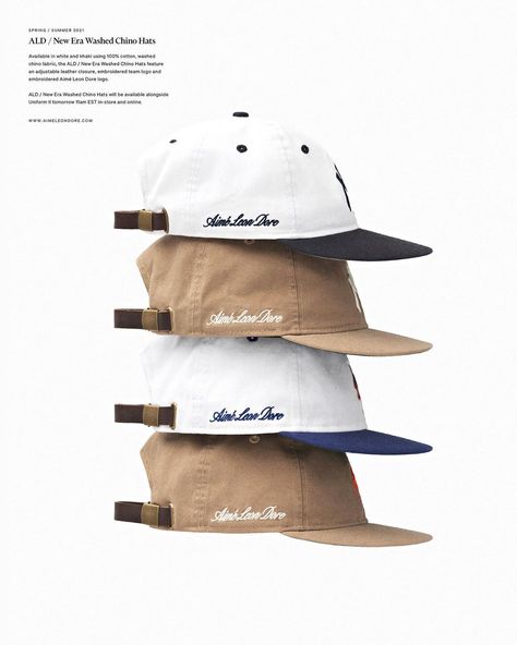 Aimé Leon Dore on Instagram: “ALD / New Era Washed Chino Yankees & Mets Hats. Available tomorrow 11AM EST with SS21 Uniform II. @aimeleondore” Streetwear Caps, Streetwear Hats, Aime Leon Dore, Golf Brands, Trendy Hat, Cap Designs, Hat Ideas, Clothing Photography, March 25