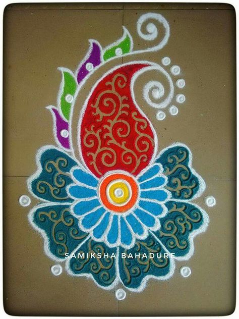 Diwali Kolam, Freehand Design, Diwali Rangoli Designs, Freehand Rangoli, Rangoli Designs Simple Diwali, Rangoli Simple, Rangoli Designs Simple, Rangoli Side Designs, Rangoli Colours