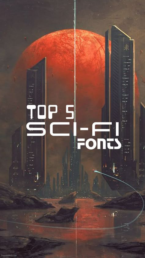 Top 5 Sci-Fi Fonts Sci Fi Typography Design, Book Cover Design Sci Fi, Sci Fi Lettering, Sci Fi Writing Tips, Sci Fi Poster Design, Scifi Graphic Design, Scifi Typography, Sci Fi Typography, Sci Fi Graphic Design