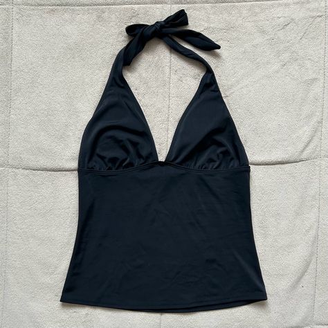 Y2k Tankini Aesthetic, Y2k Tops 2000s, Grunge Swimsuit, 2000s Swimsuit, Black Halter Top Outfit, Tankini Aesthetic, 00s Mode, 2000s Tops, Y2k Swimsuit