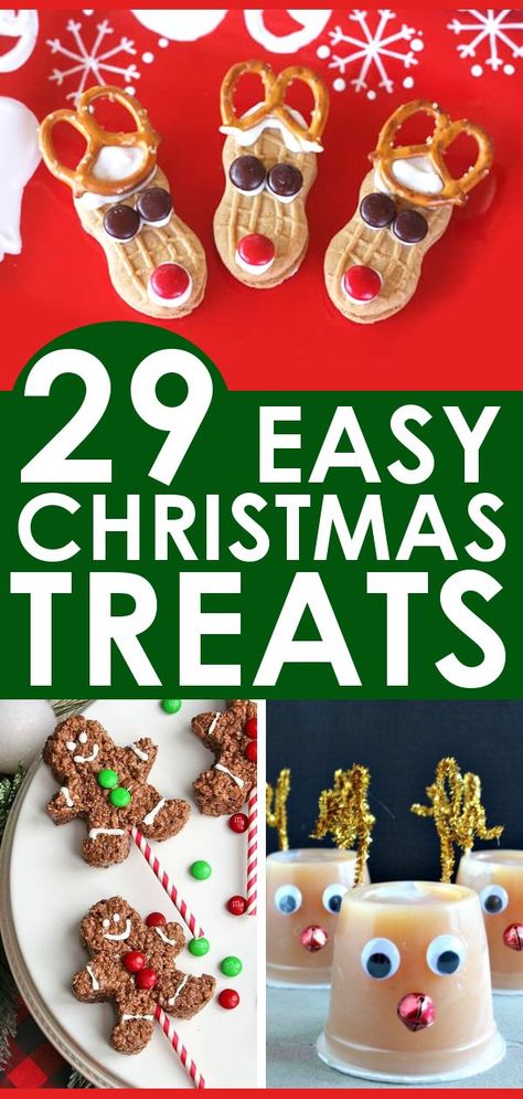 29 Christmas Treats and Snack Ideas for Christmas parties, lunch boxes, classroom parties, or just because! No bake, low bake, and healthy options! #ChristmasRecipes #ChristmasTreats #ChristmasSnacks #Christmas Fun Christmas Snacks, Easy Xmas Dessert, Easy Christmas Snacks, Christmas Snacks For Kids, Fun Christmas Treats, Christmas Treats For Kids, Kids Christmas Treats, Marshmallow Hats, Christmas Snacks Easy