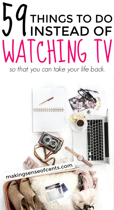 How often do you watch TV? What if you could stop watching TV and spend that time more wisely? Here are 59 things to do instead of watching TV! Instead Of Watching Tv, No Tv, Productive Things To Do, Things To Do When Bored, Personal Computer, Productivity Tips, Carrie Bradshaw, Watch Tv, Watching Tv