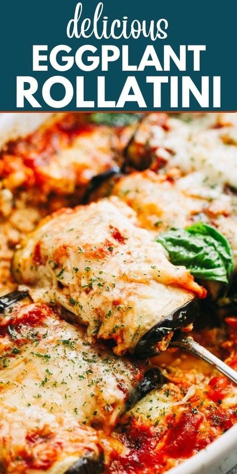 Eggplant Shrimp Recipes, Baked Eggplant Recipes Easy Healthy, Eggplant Rollups, Baked Eggplant Recipes, Diethood Recipes, Eggplant Rollatini Recipe, Easy Chicken Pot Pie Recipe, Eggplant Rolls, Eggplant Rollatini