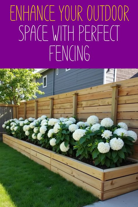 Explore fence ideas that elevate privacy and style in your outdoor space effortlessly. Partial Privacy Fence Ideas, Outdoor Planter Boxes, Hiding Ugly, Fencing Material, Front Yard Fence, Privacy Fences, Fence Landscaping, Diy Outdoor Decor, Vinyl Fence