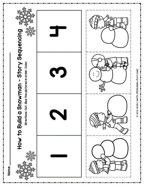 Kindergarten Sequencing Activities, Preschool Sequencing Activities, Kindergarten Sequencing, Winter Worksheets For Preschool, Sequencing Activities Preschool, Preschool Winter Worksheets, Literacy Preschool, Sequencing Activities Kindergarten, Winter Worksheets