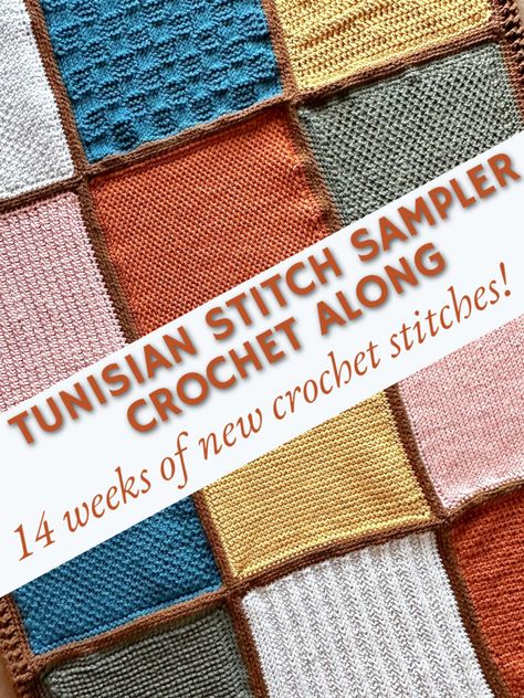 Sewing Squares Together (Tunisian Stitch Scrapghan – Part 13) Tunisian Cable Stitch, Ronnie Mac, Tunisian Blanket, Sewing Squares, Crochet Seed Stitch, Tunisian Patterns, Crochet Sampler Blanket, Crossed Stitch, Crochet Sampler