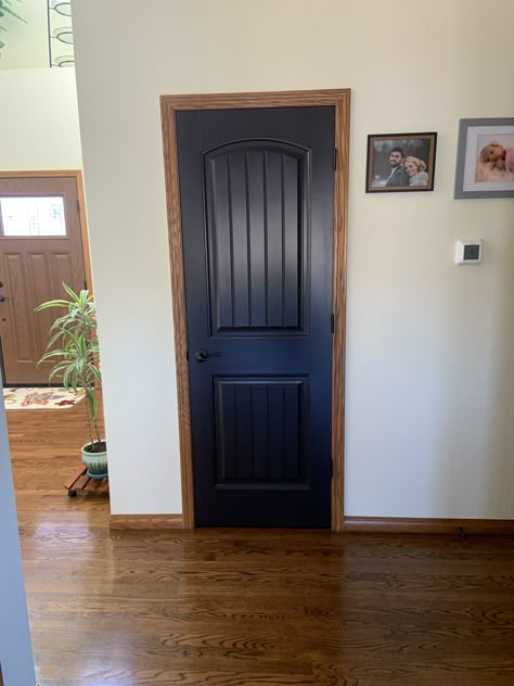 Interior Door Colors Wood Trim, Black Stained Trim Interior, Black Trim Wood Door, Black Interior Doors Wood Trim, Black Stained Interior Doors, Black Doors With Wood Trim Interior, Black Door Wood Trim, Black Doors Wood Trim, Painted Interior Doors With Wood Trim