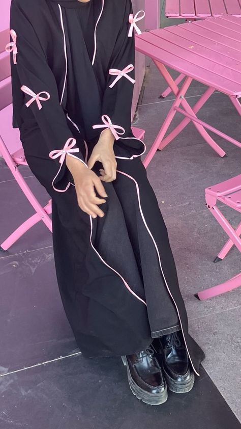 Abaya For Ramadan, Bow Abaya Design, Coquette Abaya, Cute Abayas, Aesthetic Abaya, Summer Abaya, Pink Abaya, Simple Abaya Designs, Abaya Aesthetic