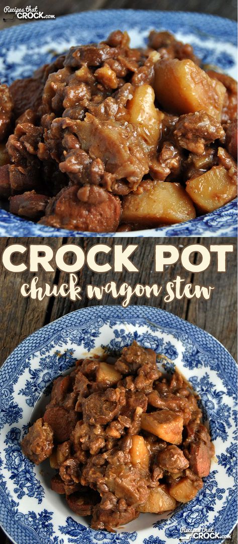 Delicious. Hearty. Easy. That is exactly what this amazing Crock Pot Chuck Wagon Stew is! It is sure to be an instant family favorite! Chuck Wagon Stew, Chuck Wagon Recipes, Chuckwagon Stew, Cowboy Cooking, Instant Family, Chuck Wagon, Crockpot Cooking, Crockpot Dishes, Crockpot Beef