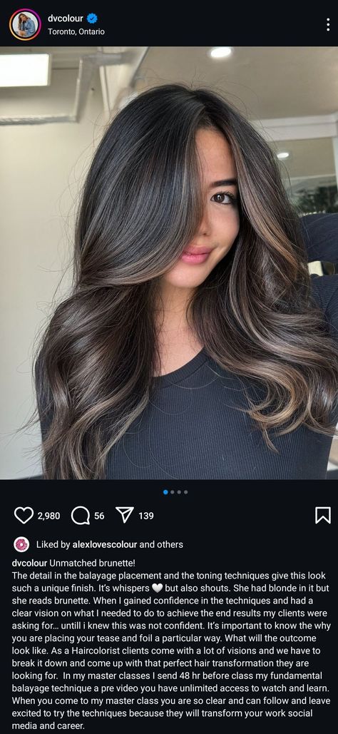 Deep Ash Brown Balayage, Cool Babylights On Dark Hair, Balayage Hair From Black, Soft Dark Hair Color, Dimension On Dark Hair, Brunette With Ash Brown Highlights, Light Black Hair Color, Dark With Dimension Hair, Face Framing Balayage Black Hair