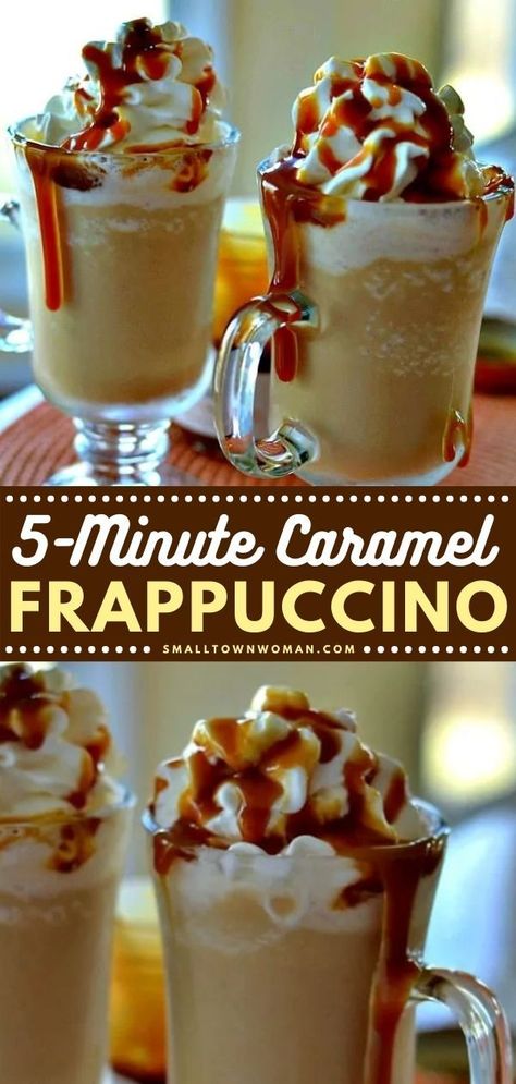 20 reviews · 5 minutes · Vegetarian · Serves 2 · This delectable five-minute Caramel Frappuccino is for all the coffee lover moms out there! Drink it virgin style or spike it up with baileys, Kahlua, or rumchata. This Mother's day brunch drink is… Frozen Coffee Drinks Recipes, Frozen Coffee Drinks, Coffee Drinks Recipes, Café Starbucks, Homemade Frappuccino, Frappe Recipe, Caramel Frappuccino, Cold Coffee Recipes, Frappuccino Recipe