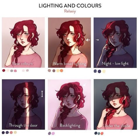 Lighting References by Relseiy Digital Art Tips, Drawing Help, Stickers Kawaii, Art Help, Digital Painting Tutorials, Wow Art, Poses References, Drawing Stuff, Art Refs