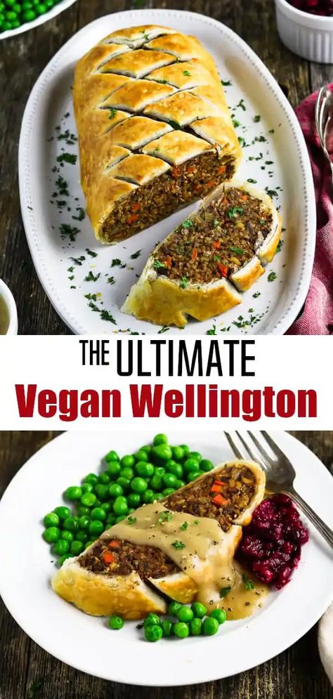 Impress your guests with this gorgeous Vegan Wellington! The filling is meaty, satisfying and ever-so-tasty! It's surprisingly easy to make too! Wellington Food, Vegan Wellington, Resep Vegan, Wellington Recipe, Vegan Worcestershire Sauce, Vegan Holiday, Vegan Thanksgiving, Vegan Christmas, Vegan Cooking