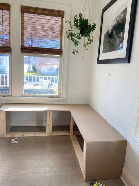 Building Banquette Seating, Custom Banquette Seating Kitchen Nook, Corner Eat In Kitchen, Diy Corner Breakfast Nook Bench, 3 Sided Banquette Seating, Built In Kitchen Nook Corner, How To Build A Corner Bench, Banquette Seating Built In, Diy Corner Nook