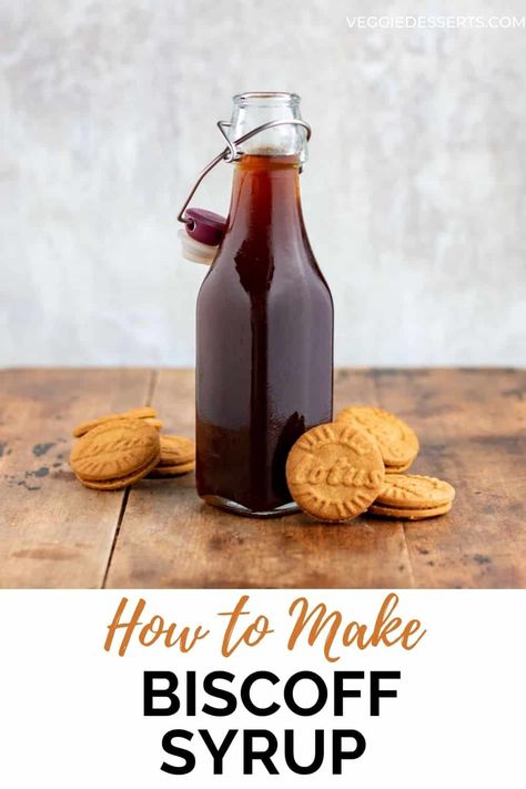 Shortbread Syrup Recipe, Brown Sugar Cookie Syrup, Flavored Syrup Recipe, Natural Coffee Syrups, Coffee Syrups Recipes, Sugar Cookie Syrup For Coffee, Homemade Syrup For Coffee, Biscoff Syrup, Toffee Nut Syrup Recipe