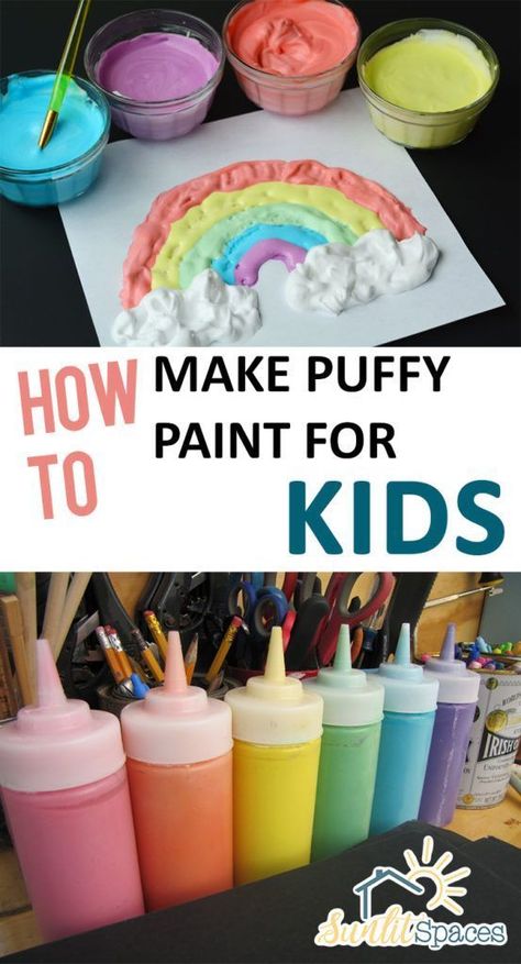 Make Puffy Paint, Uppfostra Barn, Paint For Kids, Homemade Paint, Painting Activities, Puffy Paint, Fun Craft, Fun Crafts For Kids, Craft Activities For Kids