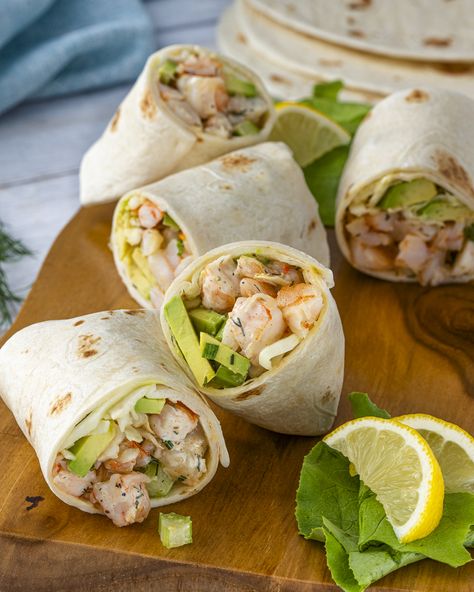 East Coast Shrimp Roll Wraps Ranch Dip Seasoning, Egg Salad Wrap, Shrimp Tortilla, Frozen Cooked Shrimp, Shrimp Roll, Shrimp Wraps, Cooked Shrimp, Shrimp Rolls, Avocado Crema