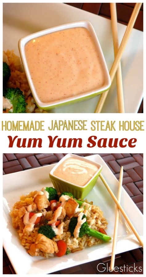 Homemade Yum Yum Sauce, Hibachi Recipes, Japanese Steak, Japanese Steakhouse, Yum Sauce, Yum Yum Sauce, Sauces And Dressings, Asiago, Homemade Sauce