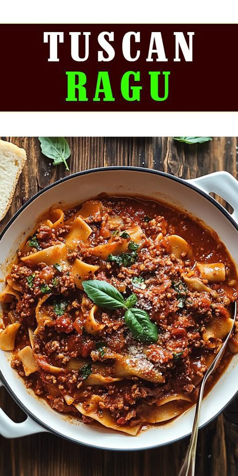 Experience the rich flavors of Tuscan Ragu! This hearty, traditional Italian sauce is made with tender meat, tomatoes, and a blend of aromatic herbs, creating a perfect pairing for your favorite pasta. 👉 Ready to savor the taste of Tuscany? Click for the full recipe and tips to make your ragu unforgettable! #TuscanRagu #ItalianCuisine #PastaRecipes #ComfortFood #HomemadeSauce #SlowCooked #AuthenticFlavors #HeartyMeals #FoodieFavorites #ItalianCooking