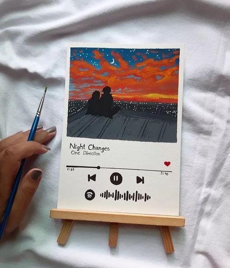 Spotify Code Painting, Music Spotify Aesthetic Drawing, Spotify Album Drawing, Songs Drawings Art, Spotify Canvas Art, Spotify Playlist Painting Aesthetic, Drawing On Small Cards, Spotify Songs Painting, Spotify Craft Diy