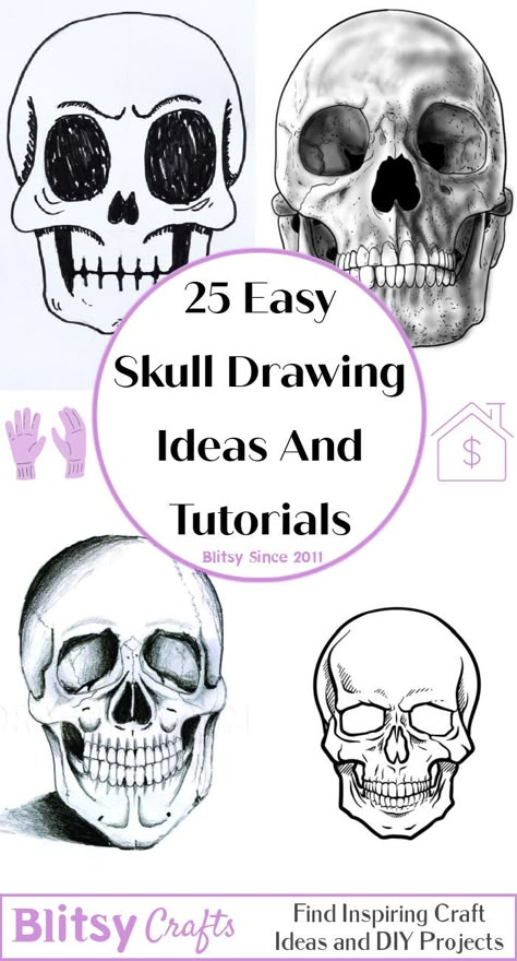 Cool Skull Pictures, Cool Skull Drawings Easy, Halloween Skull Drawing, Simple Skull Drawing, Skull Drawing Ideas, Sugar Skull Art Drawing, Skull Drawing Sketches, Draw A Skull, Easy Skull Drawings