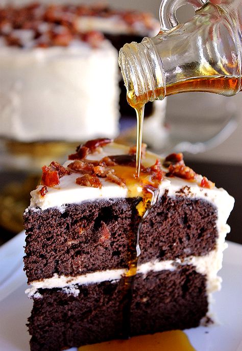 Dark Chocolate Maple Bacon Cake Recipe #SparklySavings #Shop #cbias Maple Bacon Cake Recipe, Bacon Chocolate Cake, Maple Bacon Cake, Bacon Desserts, Bacon Cake, Chocolate Bacon, Maple Bacon, Baking Sweets, Dishwasher Detergent