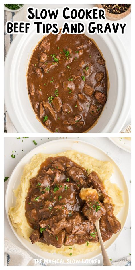 Crockpot Recipes Beef Tips, Beef Tips Slow Cooker, Slow Cooker Beef Tips, Beef Tip, Beef Tips And Noodles, Crock Pot Beef Tips, Beef Tip Recipes, Beef Tips And Gravy, Slow Cooker Recipes Beef