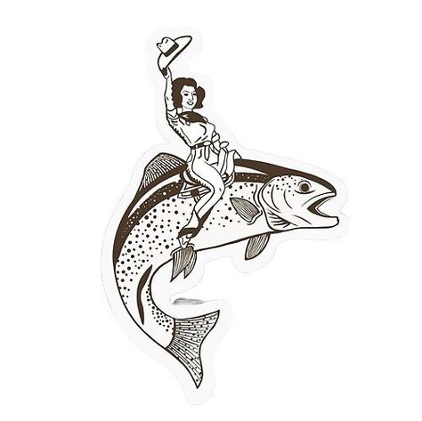 Fly Fishing Decor Ideas, Western Pinup Tattoo, Bass Sticker, Wilderness Tattoo, Gap Filler Tattoo, Alligator Tattoo, Pin Up Mermaid, Tattoo 2024, Cowgirl Tattoos