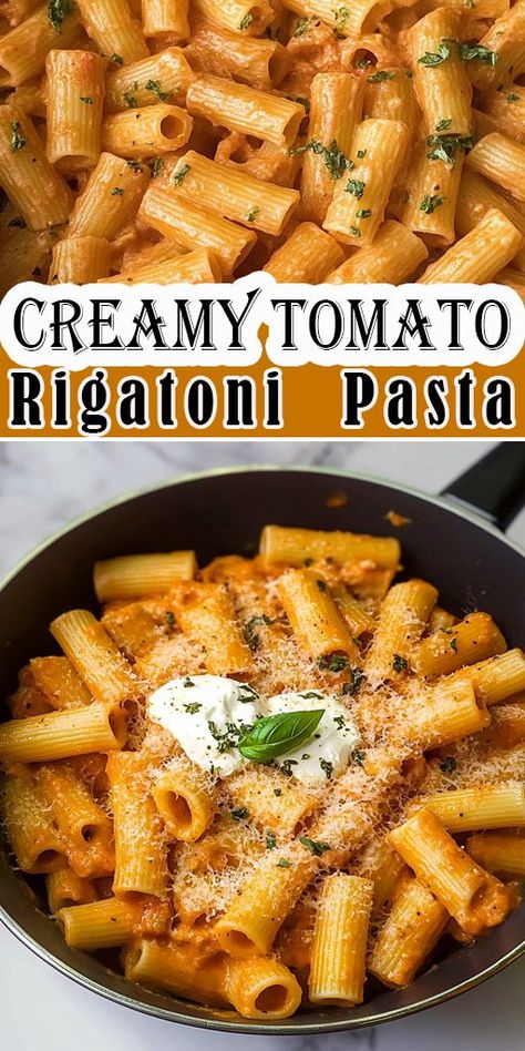 This Creamy Tomato Rigatoni Pasta is your next dinner favorite! 🍅 Simple, flavorful, and oh-so-comforting, it’s perfect for the whole family. #TomatoRigatoniRecipe #PastaInspo #ComfortMeals #FamilyDinnerIdeas #EasyPastaRecipes Veggie Rigatoni Recipes, Rigatoni Pasta Recipes Vegetarian, Leftover Rigatoni Recipes, Rigatoni Recipes Crockpot, Tomato Rigatoni Pasta, Simple Rigatoni Recipes, Creamy Tomato Rigatoni Pasta, Rigatoni Recipes Vegetarian, Creamy Tomato Rigatoni