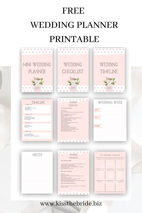 Brilliant free wedding planning printable. Create your own wedding planning binder with these download able wedding checklist printables. #weddingprintable #weddingplanner #weddingplannerprintable Free Kiss, Binder Printables Free, Wedding Checklist Timeline, Wedding Planning Printables, Diy Wedding Planner, Wedding Planner Checklist, Wedding Planning Binder, Kiss The Bride, Free Wedding Planner