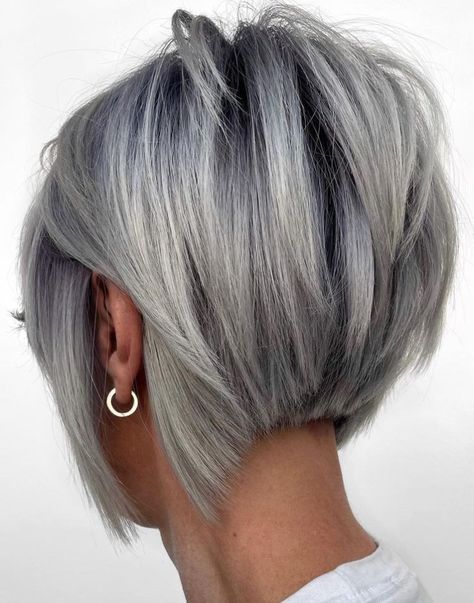 Twist Short, Κούρεμα Bob, Pixie Bob Hairstyles, Pixie Bob Haircut, Stacked Bob Haircut, Edgy Haircuts, Bob Hairstyles For Thick, Silver Hair Color, Short Bob Haircuts