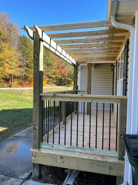 Pergola Deck - Craftsman - Porch - Atlanta - by Cole Pelfrey Construction | Houzz Front Porch With No Roof, Front Porch With Pergola, Pergola Entryway Front Entry, Above Ground Pool Small Deck, Front Porch Without Roof, Front Porch Awning Ideas, Beds In Small Rooms, Deck Bed Ideas, Double Deck Bed Ideas