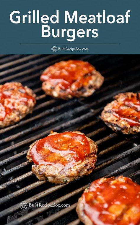 Amazing Meatloaf, Cheeseburger Recipes Homemade, Meatloaf Patties, Grilled Meatloaf, Recipe Meatloaf, Best Homemade Burgers, Meatloaf Burgers, Grilled Burger Recipes, Baked Meatloaf