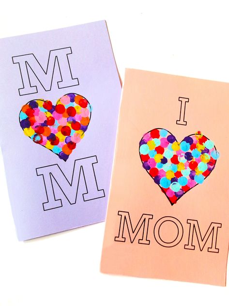 Valentines Card For Mom From Kids, Easy Mother’s Day Cards For Kids To Make, Mothers Day Cards For Kids To Make, Valentines Day Cards For Mom, Valentine Card For Mom, Mom Cards Diy, Parent Child Activities, Fingerprint Cards, Fingerprint Heart