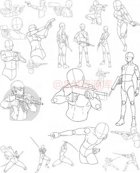 Battle Pose Drawing Reference Two People, Holding A Shotgun Reference Drawing, Poses With Swords Reference, Battle Pose Drawing Reference, Cool Character Poses, Holding Swords Reference Drawing, Body Sheet, Poses Sketch, Male Design