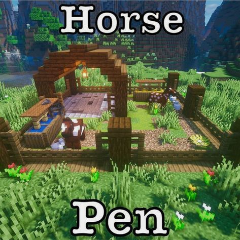 The most amazing horse pen in mincraft go try it Apartment Girly, Minecraft Horse, Decor Minecraft, Case Minecraft, Minecraft Decoration, Minecraft Houses Survival, Rumah Minecraft Sederhana, Bangunan Minecraft, Minecraft Farm