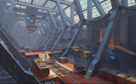 Robot Factory, Scifi Environment, Interior Concept Art, Sci Fi Building, Factory Interior, Sci Fi Architecture, Sci Fi Games, Spaceship Interior, Space Engineers