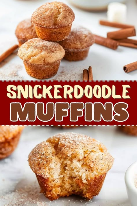 Muffins For A Crowd Breakfast, Snickerdoodle Bread Mini Loaves, Make Ahead Muffin Batter, Snickerdoodle Muffins Easy, Sweet Muffins Easy, Holiday Mini Muffins, Snicker Doodle Muffins, Easy Morning Muffins, Large Batch Muffin Recipes