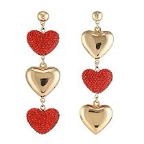 Gold Heart Earrings, Red Heart Earrings, Present For Mom, Gold Heart Earring, Ideas For Jewelry, Heart Earring, Puffed Heart, Great Gifts For Women, Heart Shaped Earrings