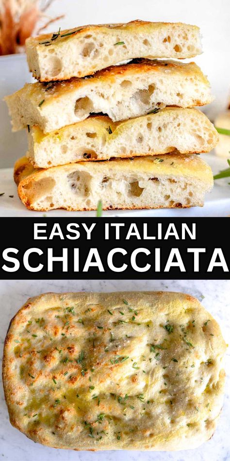 Schiacciata is a type of flatbread from Tuscany, Italy.It will remind you of focaccia, but it will be thinner, crunchier, and more like a thick pizza. Our recipe is easy, no-knead, and in one bowl. Norwegian Flatbread Recipes, Ficcochia Bread Recipe, Quick Focaccia Bread Recipe, Farinata Recipe, Flatbread Topping Ideas, Flatbread Toppings, Italian Flatbread, Easy Focaccia Bread Recipe, Quick Pizza Dough