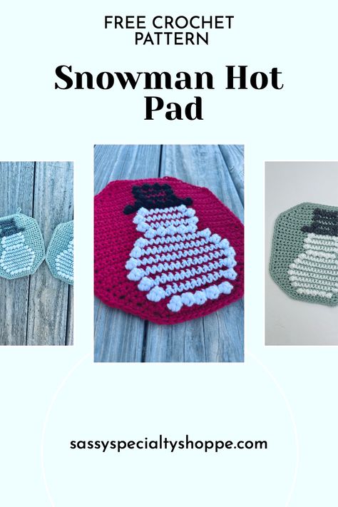 Learn How to Crochet the Cutest Snowman Hot Pad Today! - SASSy A's Specialty Shoppe Farmhouse Crochet Patterns, Coaster Crochet Patterns, Crochet Patterns Fall, Hot Pad Pattern, Placemat Crochet, Farmhouse Crochet, Pumpkin Crochet, Coaster Crochet, Fall Crochet Patterns