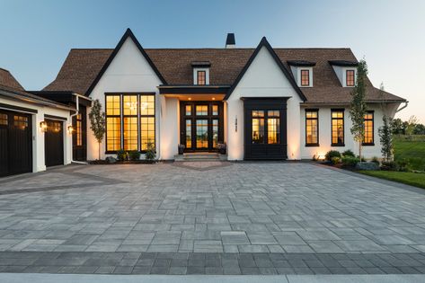 Transitional Modern Tudor Rambler - Transitional - Exterior - Minneapolis - by David Charlez Designs | Houzz Modern Tudor House Exterior, Modern European Home, Tudor House Exterior, Tudor House Plans, Modern Tudor, Transitional Exterior, Tudor Style Homes, Transitional Modern, Transitional House