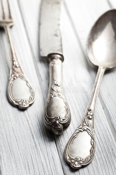 Old cutlery royalty free stock images, #free, #stock, #images, #ad New York Kitchen, Gcse Art, Art Food, Vector Artwork, Antique Victorian, 100 Years, Stock Images Free, Silver Plate, Royalty