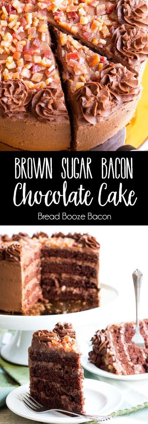 Bacon Chocolate Cake, Bacon Dessert, Bacon Dessert Recipes, Bacon Desserts, Bacon Cake, Bacon Chocolate, Salty Desserts, Bread Booze Bacon, Brown Sugar Bacon