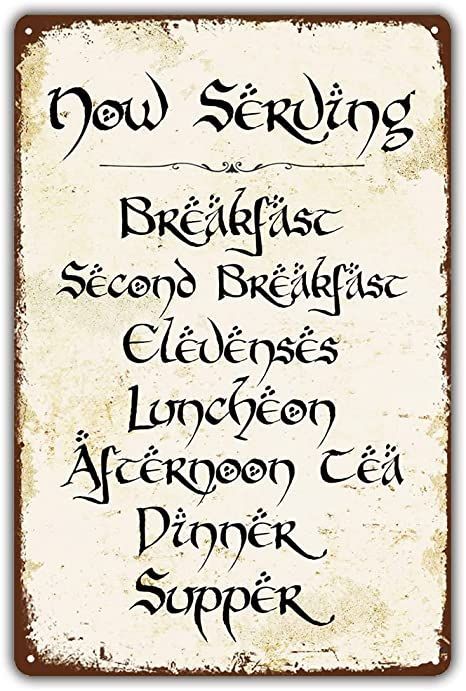 Hobbit Menu Sign, Second Breakfast Lotr, Lotr Signs, Lotr Kitchen, Hobbit Sign, Hobbit Dinner, Lotr Themed Wedding, Lord Of The Rings Christmas, Hobbit Christmas