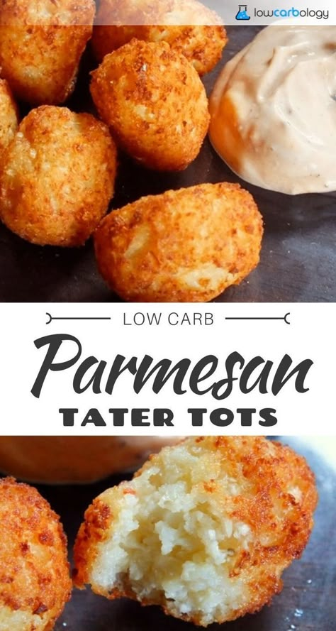 Parmesan Tater Tots, Low Carb Recipes For One, Fedtforbrændende Mad, Low Carb Comfort Food, Parmesan Chips, Carb Sides, Low Carb Brownies, Keto Appetizers, Keto Sides